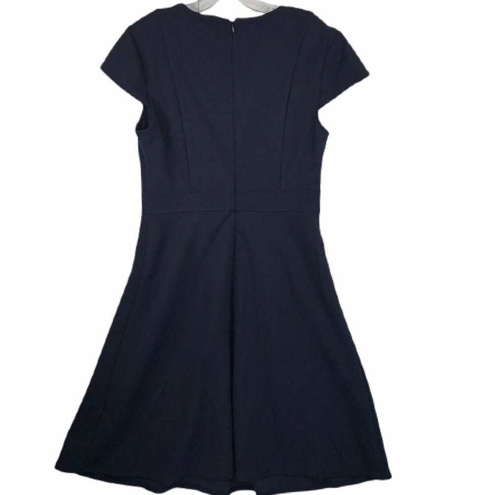 H&M Womens Dress Size M Medium Navy Blue Cap Sleeve V-Neck Business EUC - Picture 8 of 8